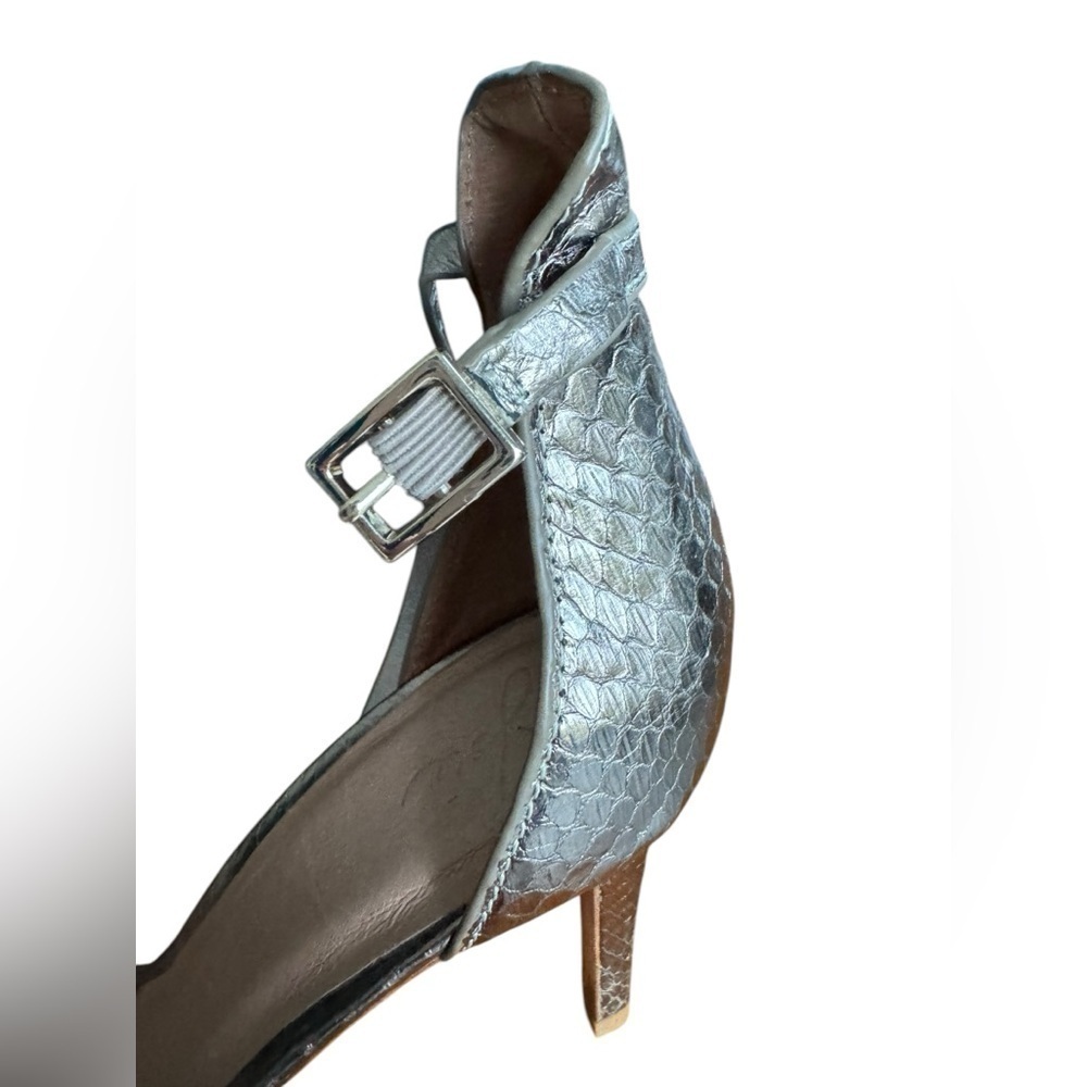 Joie High Heel Sandals Jaclyn Metallic Light Bronze Snakeskin Leather Size 9.5 - Picture 7 of 9